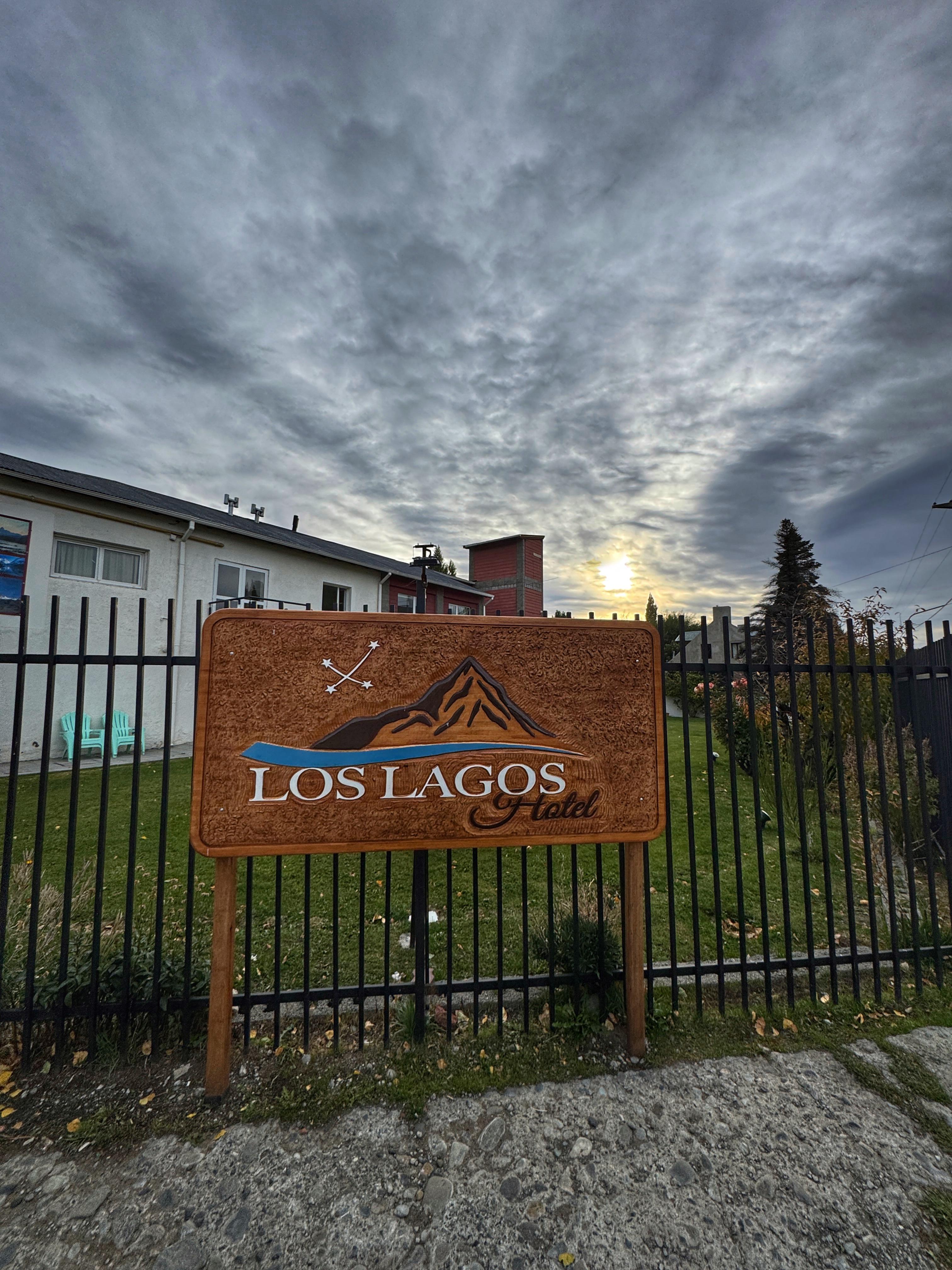 Los Lagos Hotel sign at the entrance